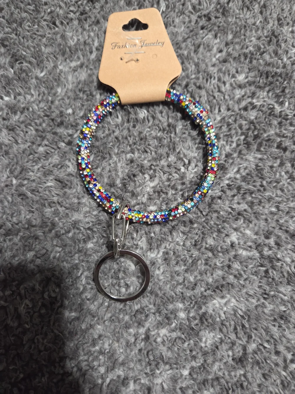 Fashion Jewelry Rainbow Crystal Bangle Keyring Bracelet